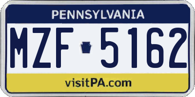 PA license plate MZF5162