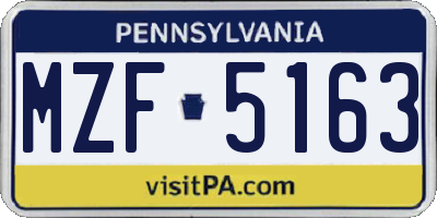 PA license plate MZF5163