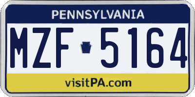 PA license plate MZF5164