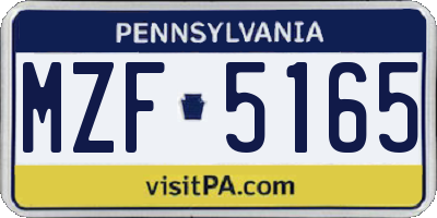 PA license plate MZF5165