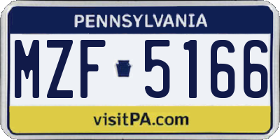 PA license plate MZF5166