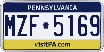 PA license plate MZF5169