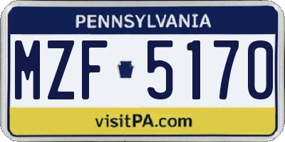 PA license plate MZF5170