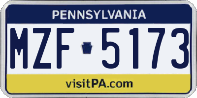 PA license plate MZF5173
