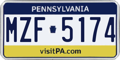PA license plate MZF5174