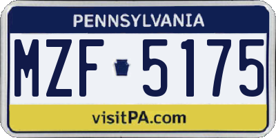 PA license plate MZF5175