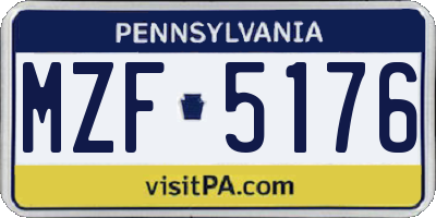 PA license plate MZF5176