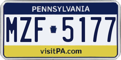 PA license plate MZF5177