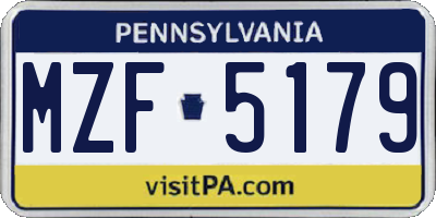 PA license plate MZF5179