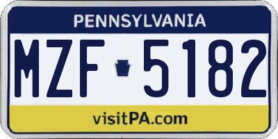 PA license plate MZF5182