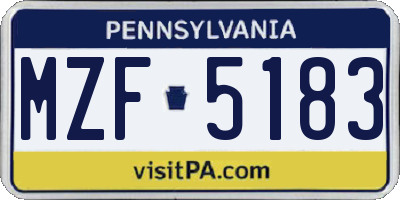 PA license plate MZF5183