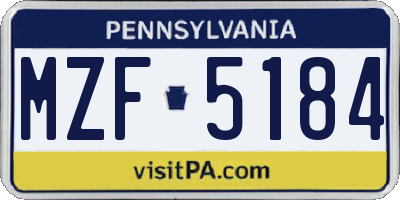 PA license plate MZF5184