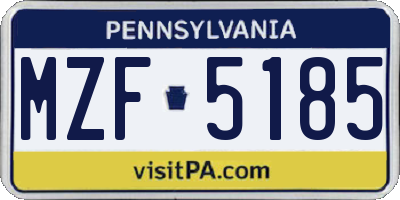 PA license plate MZF5185