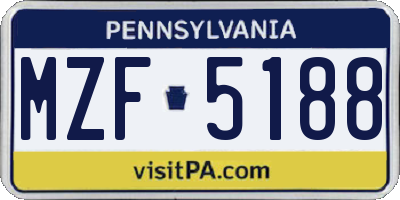 PA license plate MZF5188