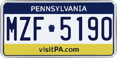 PA license plate MZF5190