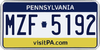 PA license plate MZF5192