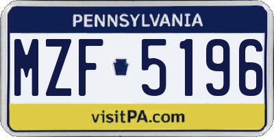 PA license plate MZF5196