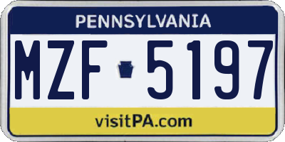 PA license plate MZF5197