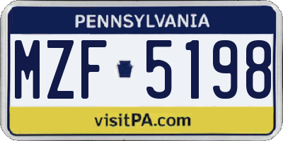 PA license plate MZF5198