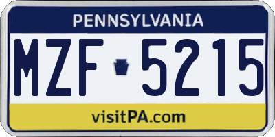 PA license plate MZF5215