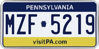 PA license plate MZF5219