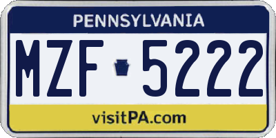 PA license plate MZF5222