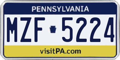 PA license plate MZF5224
