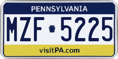 PA license plate MZF5225