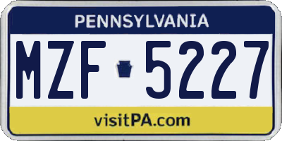 PA license plate MZF5227