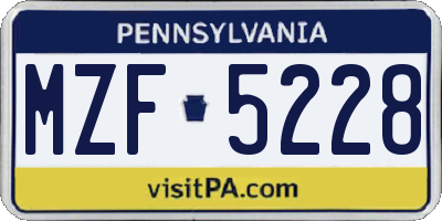 PA license plate MZF5228