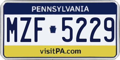 PA license plate MZF5229