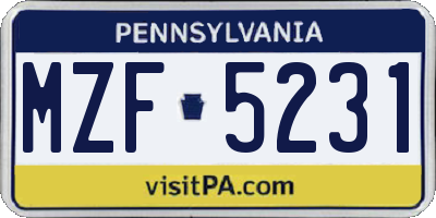 PA license plate MZF5231