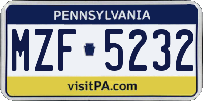 PA license plate MZF5232
