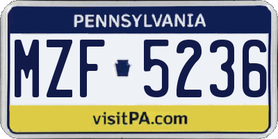PA license plate MZF5236