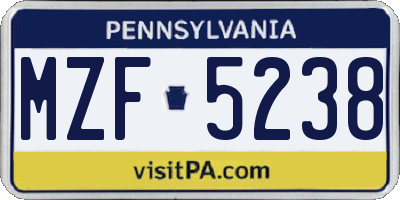 PA license plate MZF5238
