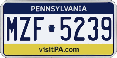 PA license plate MZF5239