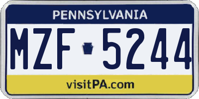 PA license plate MZF5244