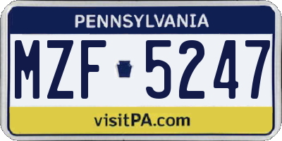 PA license plate MZF5247
