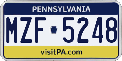 PA license plate MZF5248