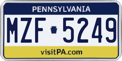 PA license plate MZF5249