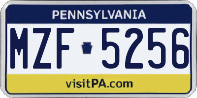 PA license plate MZF5256