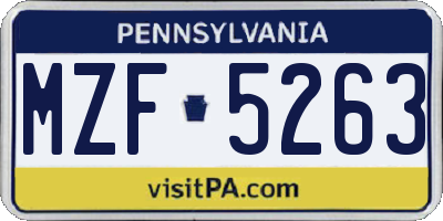 PA license plate MZF5263