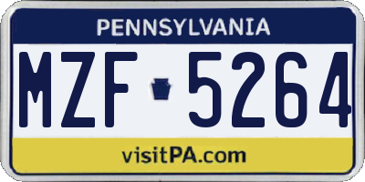PA license plate MZF5264