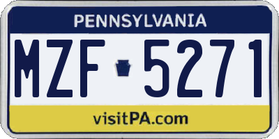PA license plate MZF5271