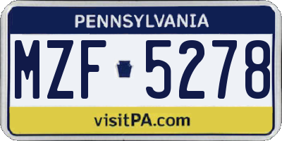 PA license plate MZF5278