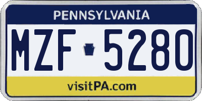PA license plate MZF5280