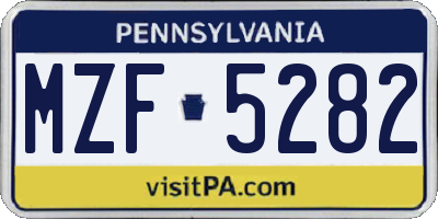 PA license plate MZF5282