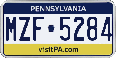 PA license plate MZF5284