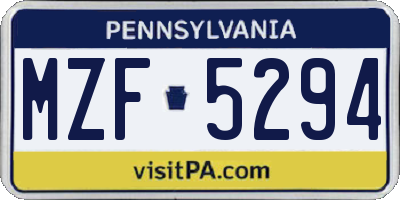 PA license plate MZF5294