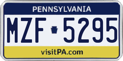 PA license plate MZF5295